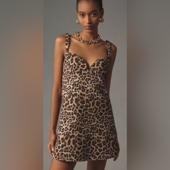 Dhruv Kapoor | Anthropologie Leopard Mini Dress Scuba Knit - Picture 4 of 7